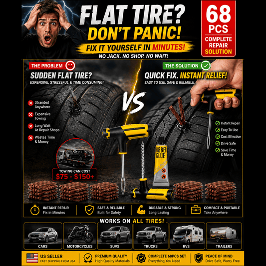 RoadGuard™ 68-Piece Emergency Tire Repair Kit