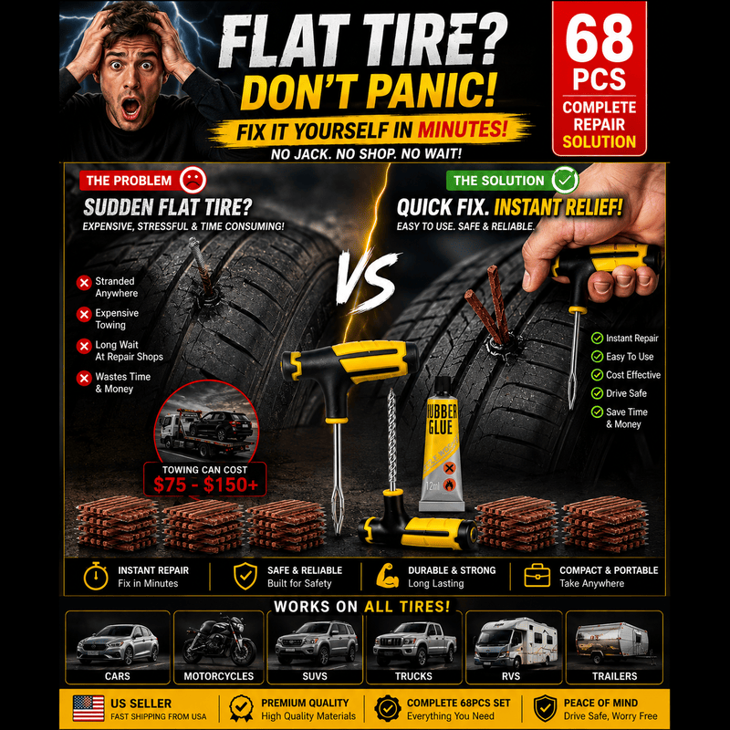 RoadGuard™ 68-Piece Emergency Tire Repair Kit
