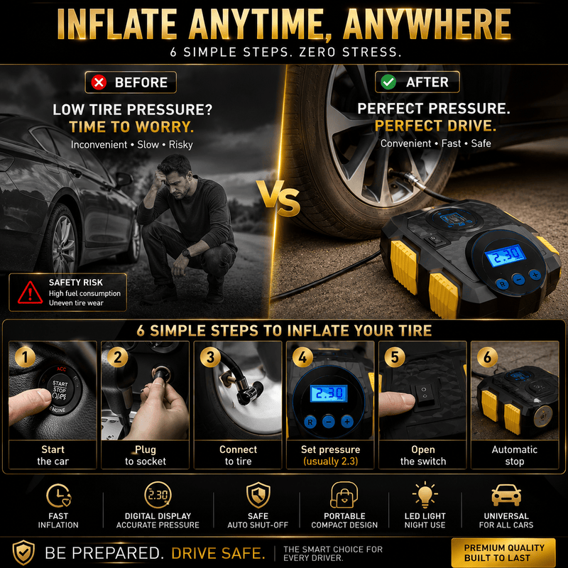 TurboVolt™ Smart Digital Tire Inflator Pro