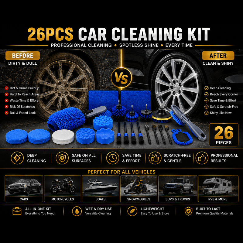 DetailMaster™ 26-Piece Car Detailing Brush Kit