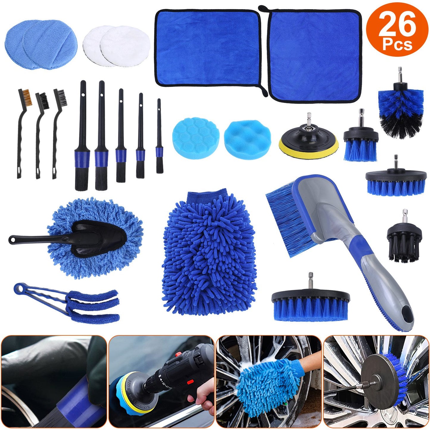 DetailMaster™ 26-Piece Car Detailing Brush Kit